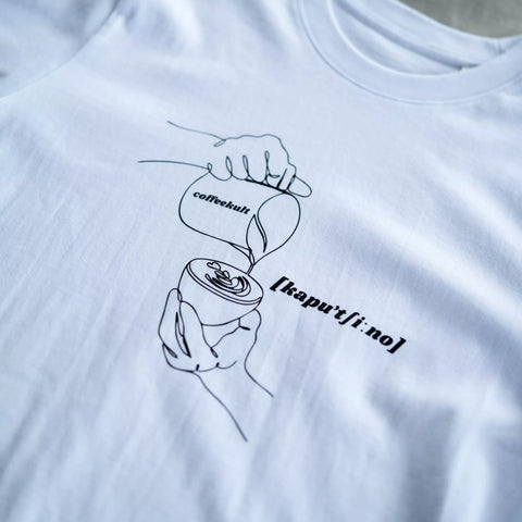 Coffeekult T-Shirt mit Capuccino-Lautschrift-Print